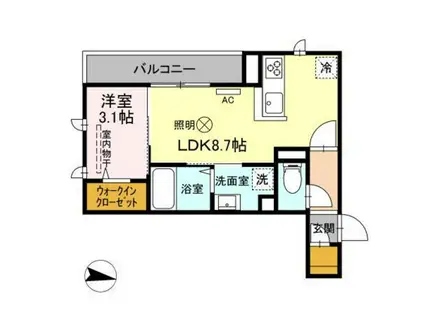 プレミア尾長西 A棟(1LDK/2階)の間取り写真
