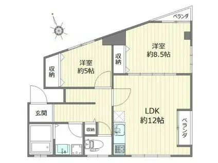 PLACE山王(2LDK/3階)の間取り写真