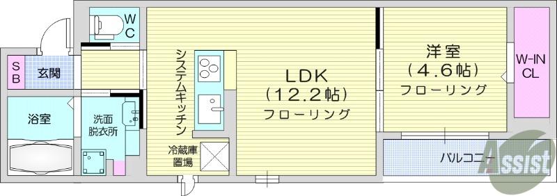 CEREZO FUNACHOU(1LDK/2階)の間取り写真