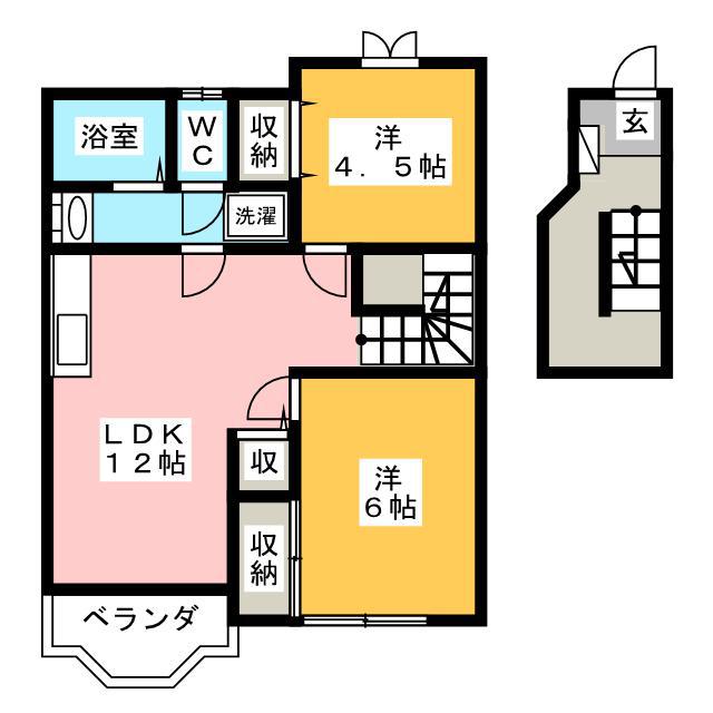 プレジオミツハシ IV(2LDK/2階)の間取り写真