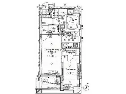 プレシス東神田(1LDK/4階)の間取り写真