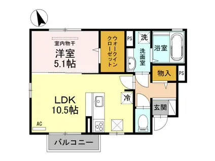 エクラシオールI(1LDK/1階)の間取り写真