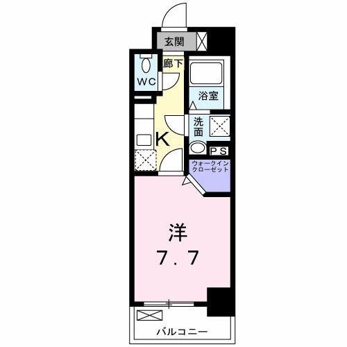 セイント野並(1K/4階)の間取り写真