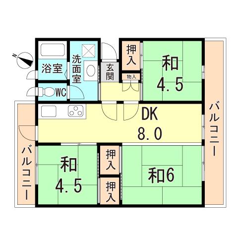 大久保第478号棟(3DK/2階)の間取り写真