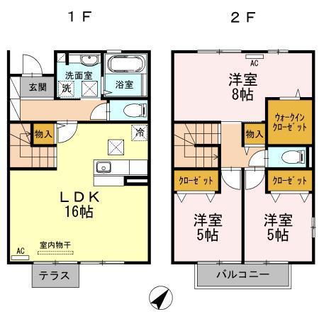 はぴねす一の坂川(3LDK/1階)の間取り写真
