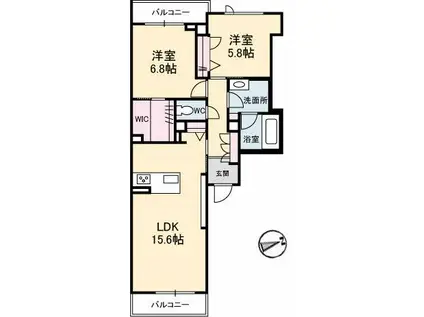 アヴェニール府中 A(2LDK/2階)の間取り写真
