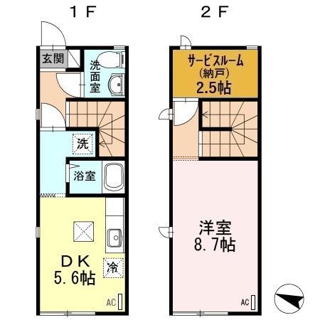 メゾネットみなみ D(1SDK/1階)の間取り写真