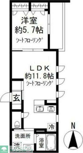 シグマハウス(1LDK/2階)の間取り写真