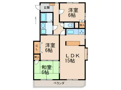 ヴィラ小松原(3LDK/3階)の間取り写真