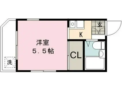 ディアコートカナスギ(1K/1階)の間取り写真