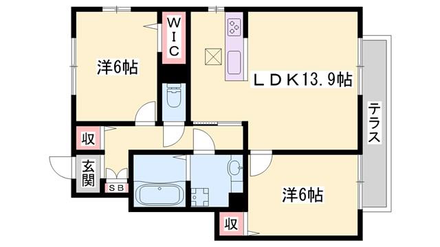 CASA・CALIENTE(2LDK/1階)の間取り写真