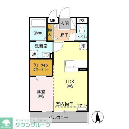 グランメール南台(1LDK/1階)の間取り写真