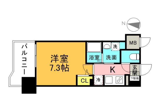 S-RESIDENCE国泰寺町一丁目(1K/9階)の間取り写真