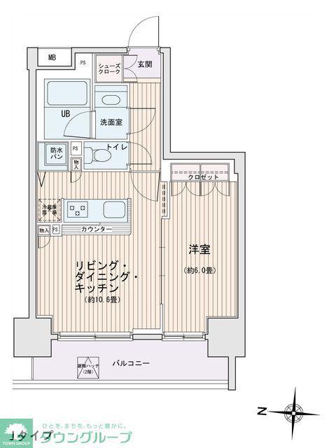 エスティメゾン錦糸町II(1LDK/6階)の間取り写真