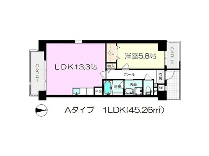 クレスト園田(1LDK/6階)の間取り写真