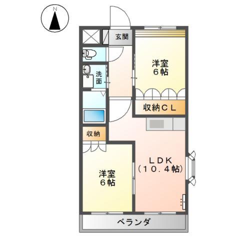 HAMAステイツ(2LDK/2階)の間取り写真