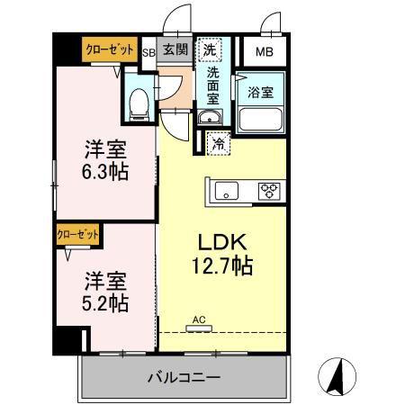 メゾン ド ウミライ松江駅前(2LDK/2階)の間取り写真