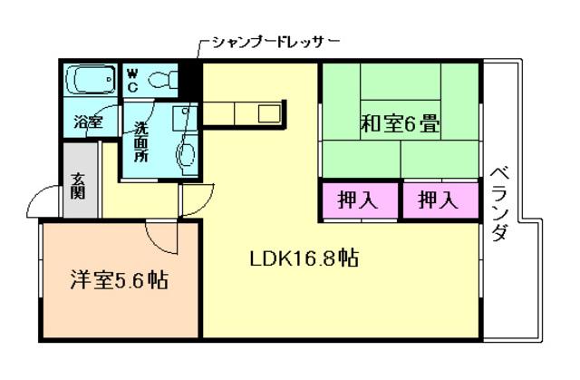 グランディール小山(2LDK/3階)の間取り写真