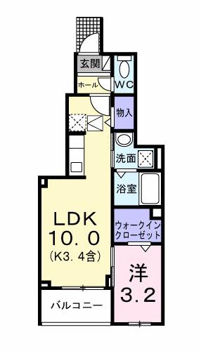ハイライト(1LDK/1階)の間取り写真