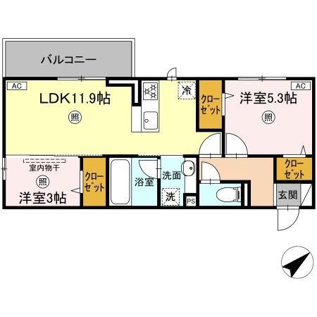 M・K・K 高峰町(2LDK/3階)の間取り写真