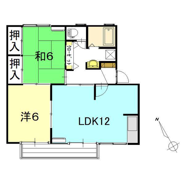 プレヤデスハイツ(2DK/1階)の間取り写真