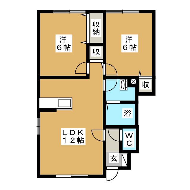 アムール和(2LDK/1階)の間取り写真