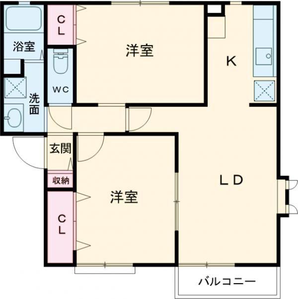 ウェルヴィラYOU(2LDK/1階)の間取り写真