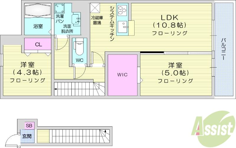 D-ROOMルポ(2LDK/2階)の間取り写真