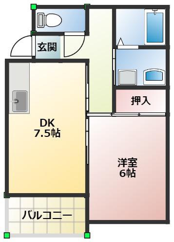 ルークフラット播磨(1DK/1階)の間取り写真
