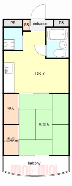 マンション和光(1DK/2階)の間取り写真