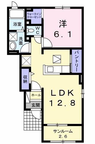 ジェルメフルールII(1LDK/1階)の間取り写真