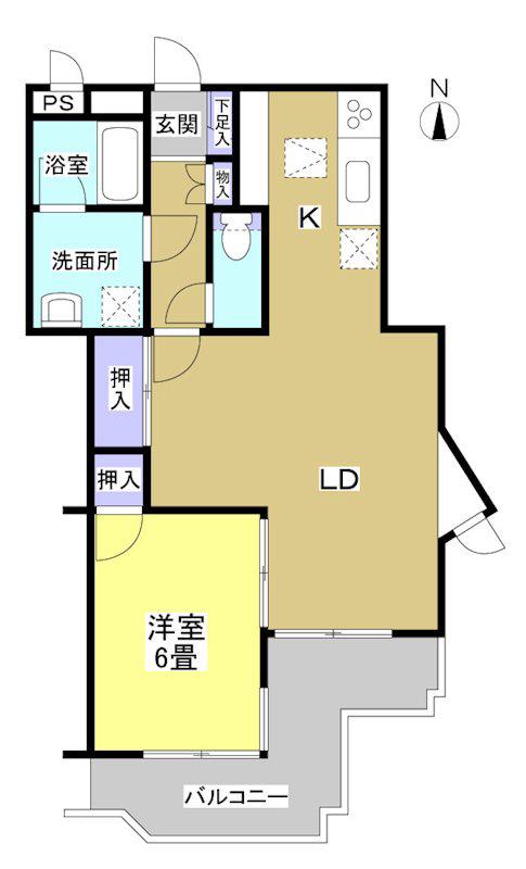 ミラクル西塚(1LDK/1階)の間取り写真