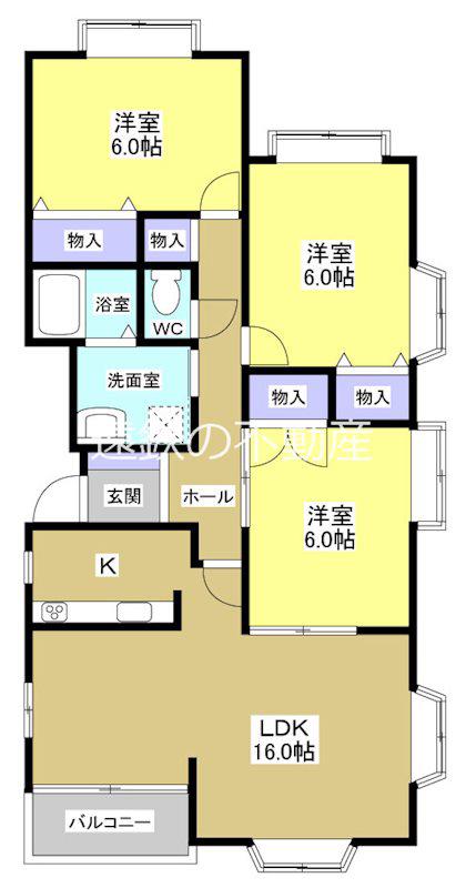 ガーデンシティ住吉(3LDK/3階)の間取り写真