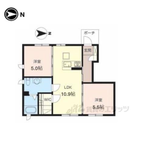 ベルメゾン市役所東C棟(2LDK/1階)の間取り写真