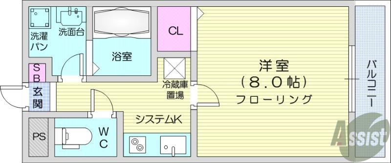 LUXES原町(1K/3階)の間取り写真