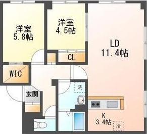 リベルタ発寒(2LDK/3階)の間取り写真