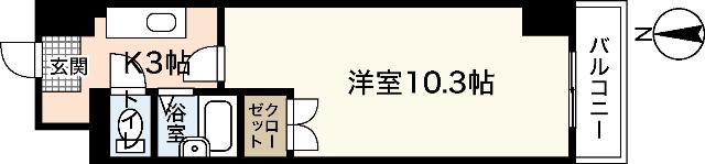 YELLSTAGE楠木II(1K/5階)の間取り写真