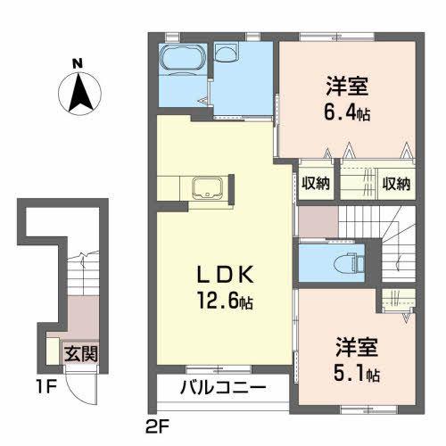 メゾン モンタールトB(2LDK/2階)の間取り写真