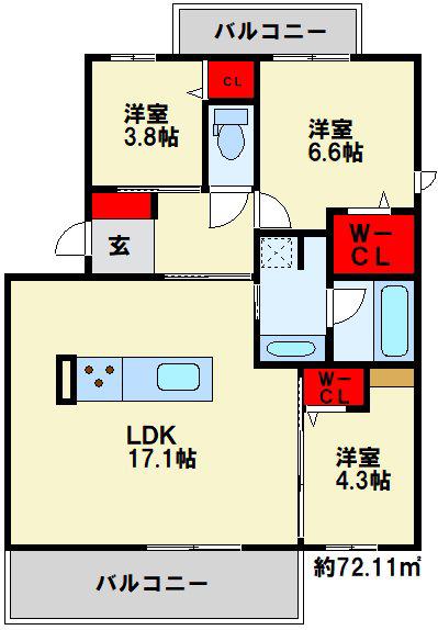 D-ROOM HILLS 泉台(3LDK/2階)の間取り写真