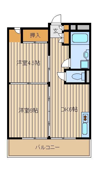 ビレッジハウス向台(2DK/3階)の間取り写真