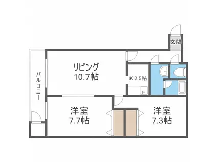 ロームラス桑園(2LDK/4階)の間取り写真