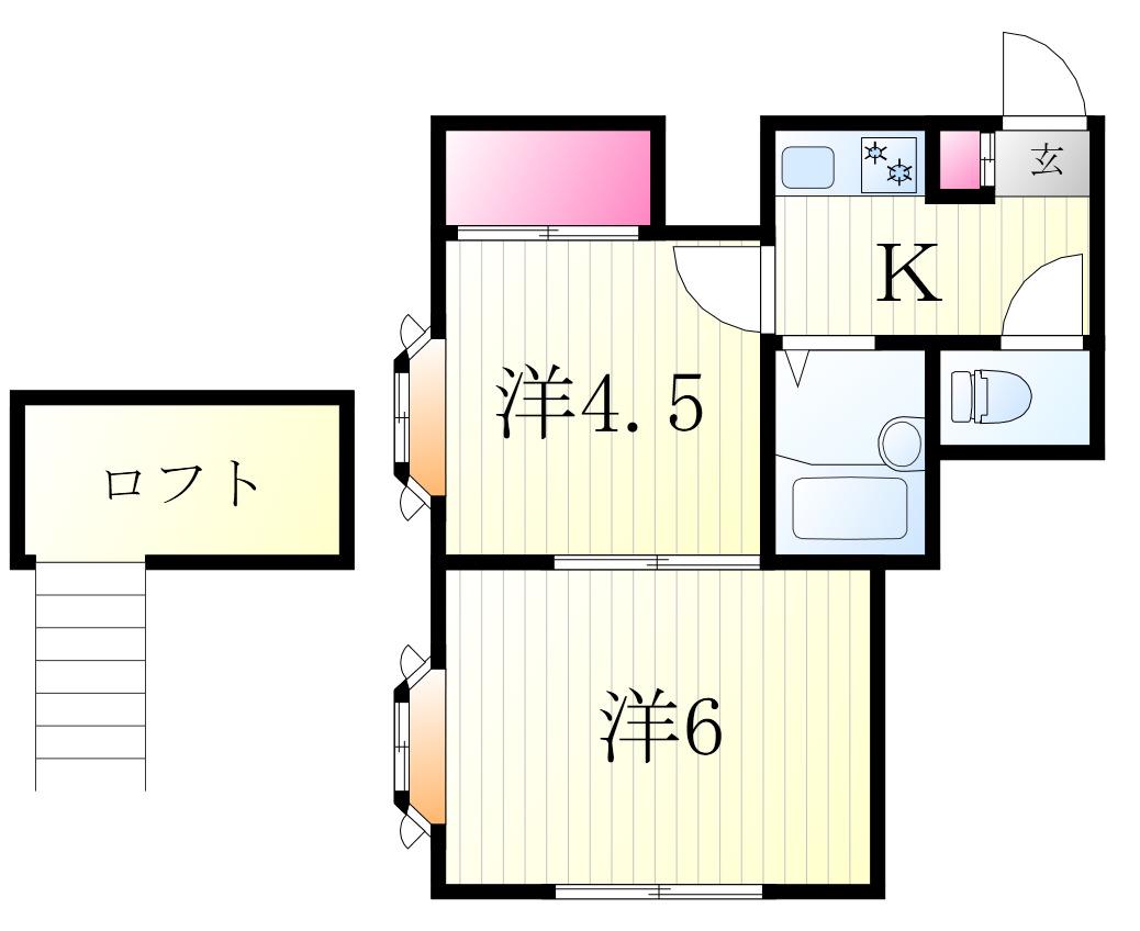 リーフコート江戸川台A棟(2K/1階)の間取り写真