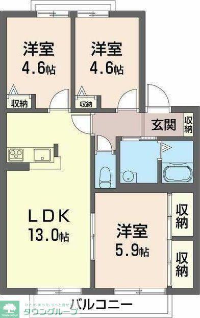 カサベルデ倉沢(3LDK/2階)の間取り写真