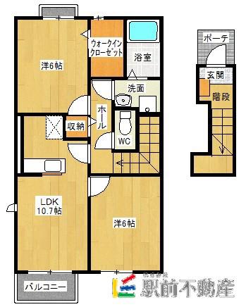 ルミエールコートI(2LDK/2階)の間取り写真