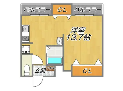 京阪本線萱島 々(1K/3階)の間取り写真