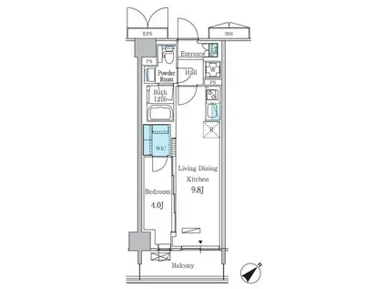 パークアクシス品川南大井パークフロント(1LDK/7階)の間取り写真