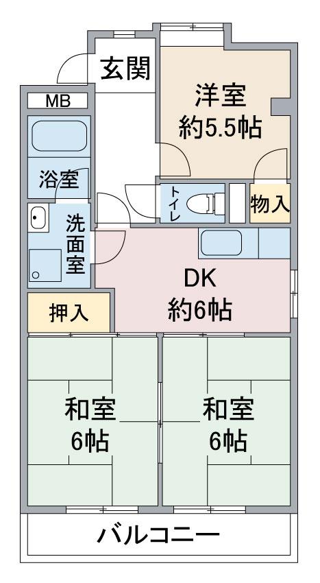 サクセス米本(3DK/2階)の間取り写真