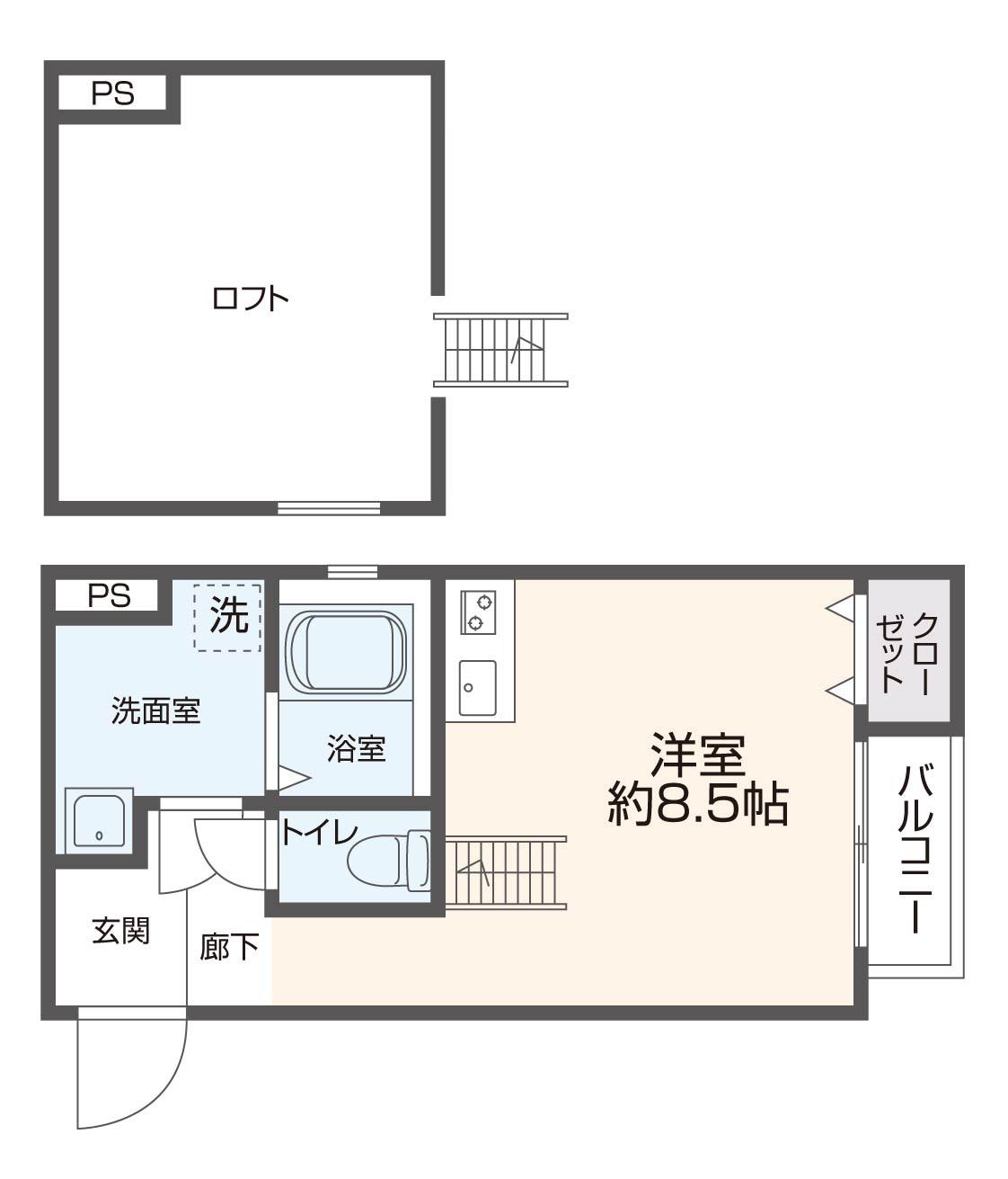 FOR REALIZE友井(ワンルーム/1階)の間取り写真
