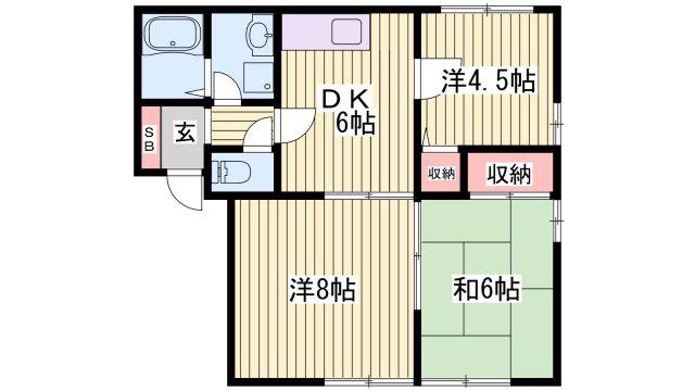 エイセイ勝原B棟(3DK/1階)の間取り写真
