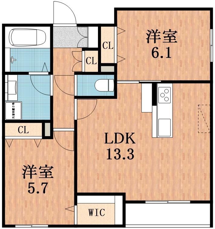 NORRA FALTET(2LDK/3階)の間取り写真